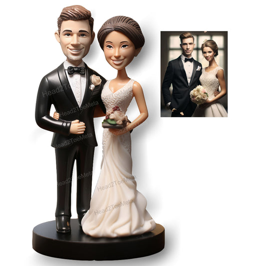 Custom Wedding Bobblehead | Personalised Bobblehead for Couple | Wedding Cake Topper | Couple Statue | Wedding Gift | Bride Groom Bobble