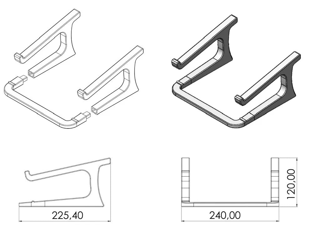 3D Printed Laptop Stand, Ergonomic Notebook Elevator with Storage Space Compatible with 11-17 inch Laptops
