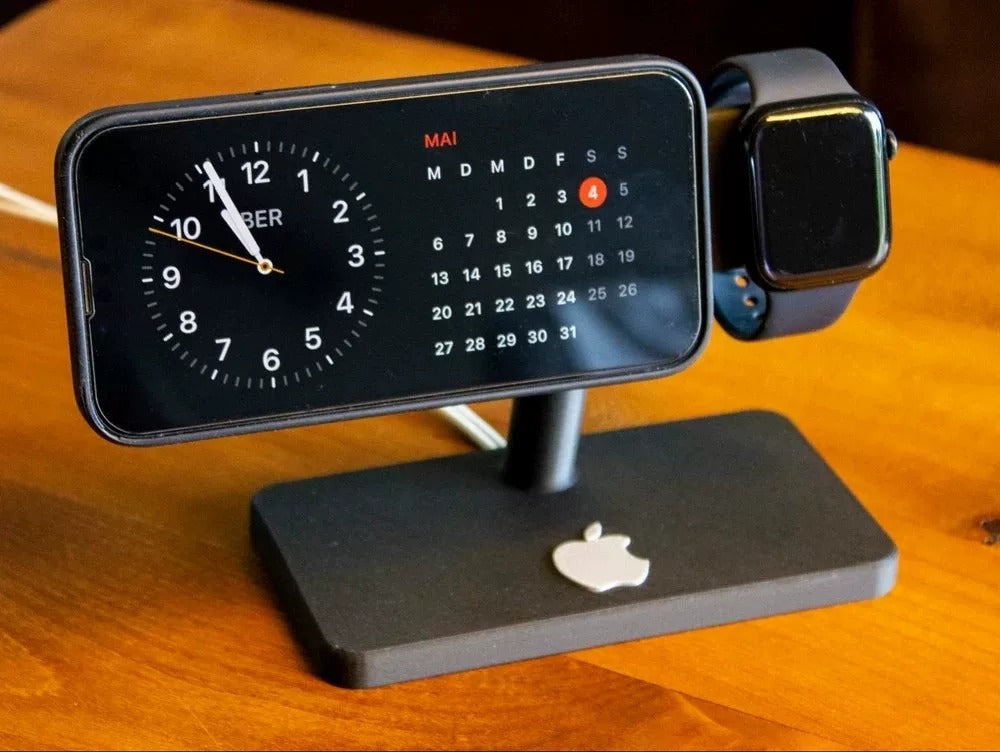 3D Printed Desk Organizer Phone Dock Phone Stand MagSafe Phone Stand with iWatch Charging Dock, 2-in-1 Desktop Charging Station Compatible with iPhone 12/13/14/15/16/17 & Apple WatchOffice Home Accessory Gift