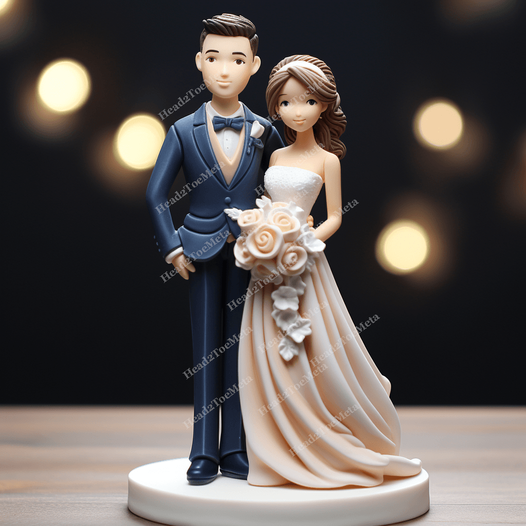 Custom Wedding Cake Topper | Personalised Bobblehead for Couple | Wedding Bobblehead | Couple Statue | Wedding Gift | Bride Groom Bobble