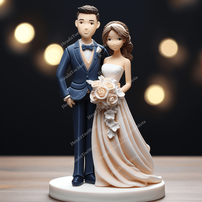 Custom Wedding Cake Topper | Personalised Bobblehead for Couple | Wedding Bobblehead | Couple Statue | Wedding Gift | Bride Groom Bobble
