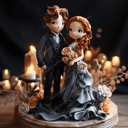 Custom Wedding Cake Topper | Personalised Bobblehead for Couple | Wedding Bobblehead | Couple Statue | Wedding Gift | Bride Groom Bobble