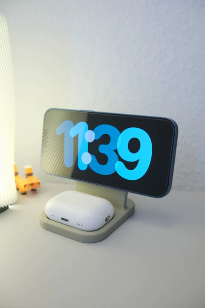 3D Printed 2-in-1 Wireless Charging Stand Desktop Phone Dock  Earbuds Charger for iPhone AirPods