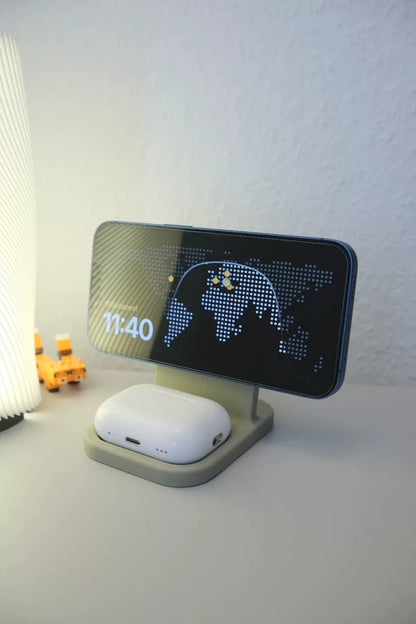 3D Printed 2-in-1 Wireless Charging Stand Desktop Phone Dock  Earbuds Charger for iPhone AirPods