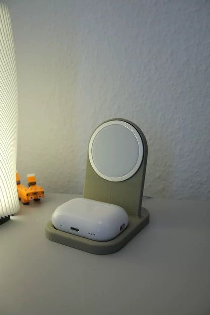 3D Printed 2-in-1 Wireless Charging Stand Desktop Phone Dock  Earbuds Charger for iPhone AirPods