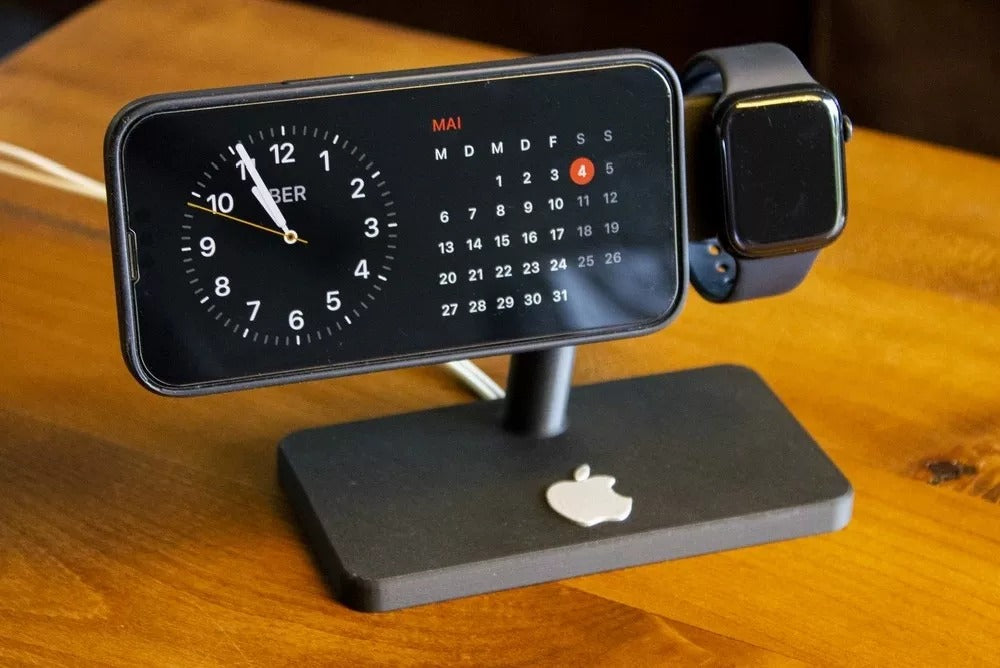 3D Printed Desk Organizer Phone Dock Phone Stand MagSafe Phone Stand with iWatch Charging Dock, 2-in-1 Desktop Charging Station Compatible with iPhone 12/13/14/15/16/17 & Apple WatchOffice Home Accessory Gift