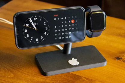 3D Printed Desk Organizer Phone Dock Phone Stand MagSafe Phone Stand with iWatch Charging Dock, 2-in-1 Desktop Charging Station Compatible with iPhone 12/13/14/15/16/17 & Apple WatchOffice Home Accessory Gift
