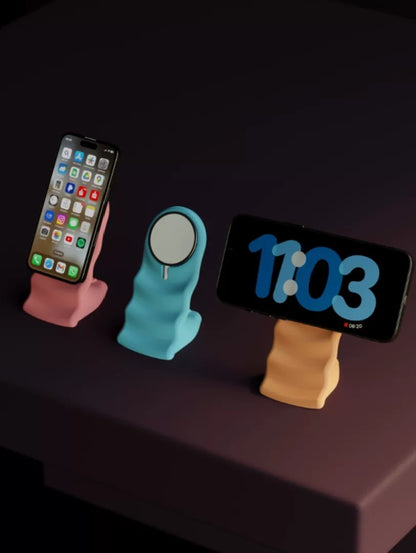 3D Printed MagSafe Charging Stand Wave Design Magnetic Phone Holder Compatible with iPhone 12/13/14/15/16/17